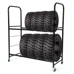 Holzoffer Black Rolling Tire Rack Heavy-Duty Steel with Wheel For Home Workshop