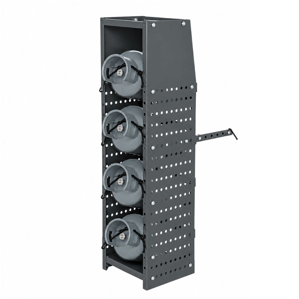 Heavy-Duty Refrigerant Tank Rack, 4 Adjustable Shelves, 15"W x 13"D x 52"H for 25 lb / 30 lb /50 lb Tanks