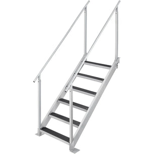 Holzoffer Dock Ladder, 43''-51'' Adjustable Height, 500 lbs Load Capacity, Aluminum Alloy 6 Steps Pontoon Boat Ladder with Dual Handrails, Ideal for Ship/Lake/Pool/Marine Boarding