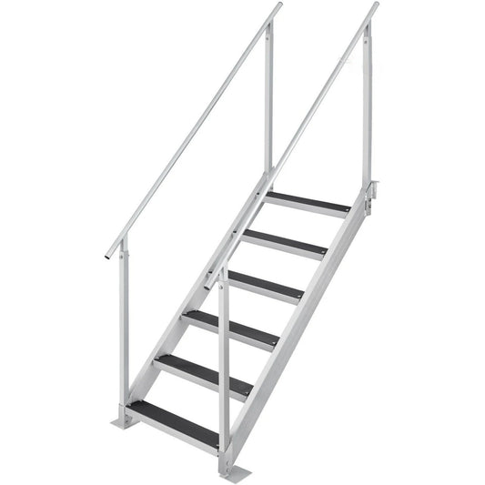 Holzoffer Dock Ladder, 43''-51'' Adjustable Height, 500 lbs Load Capacity, Aluminum Alloy 6 Steps Pontoon Boat Ladder with Dual Handrails, Ideal for Ship/Lake/Pool/Marine Boarding