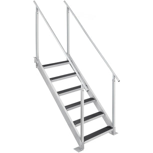 Holzoffer Dock Ladder, 43''-51'' Adjustable Height, 500 lbs Load Capacity, Aluminum Alloy 6 Steps Pontoon Boat Ladder with Dual Handrails, Ideal for Ship/Lake/Pool/Marine Boarding