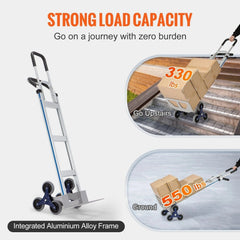 Holzoffer Stair Climbing Cart, 550 lbs Load Capacity, Aluminum Hand Truck Dolly with Dual Handles