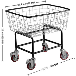 Holzoffer Wire Laundry Cart, 4.5 Bushel Wire Laundry Basket with Wheels, 35''x15.7''x22'' Commercial Wire Laundry Basket Cart