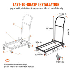 Holzoffer Folding Chair Dolly, Iron Commercial Cart with 12 Chairs Capacity, Folding Chairs Rack Trolley with 4 Casters