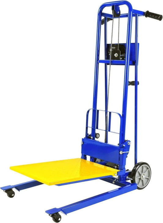 Holzoffer Lift Winch Stacker, Pallet Truck Dolly, 330 Lbs 40" Max Lift w/ 8" Wheels, Swivel Casters