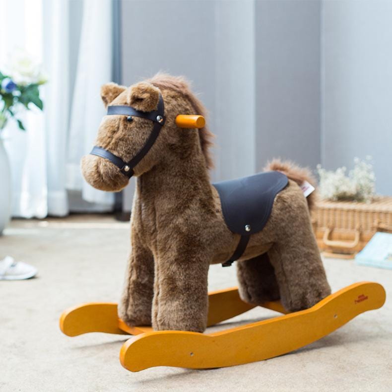 Holzoffer British style knight rocking horse children's rocking chair boy and girl baby solid wood toy rocking horse birthday gift